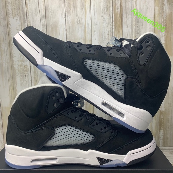 Air Jordan 5 Retro Moonlight Oreo Men’s Black Light Blue White - Picture 6 of 6